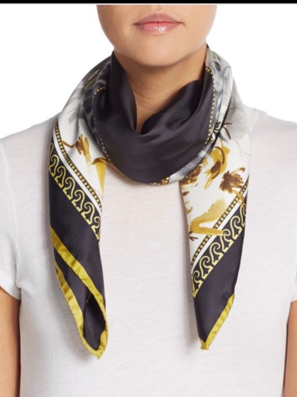 NWT Blumarine Silk Scarf Italy Floral Leopard Print $350